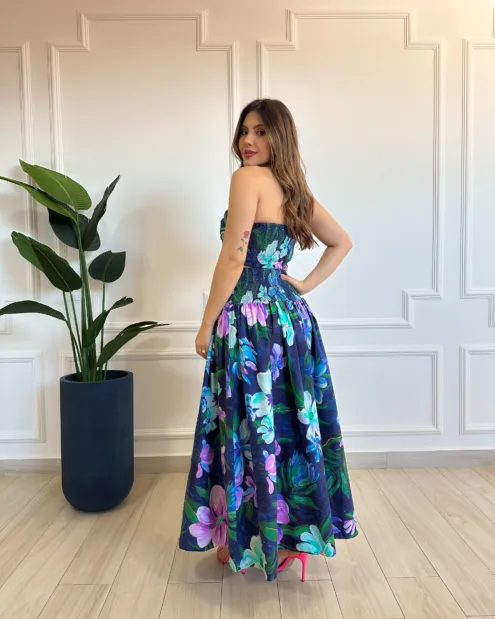 Morena Blanc - Vestido Plissado Camafeu