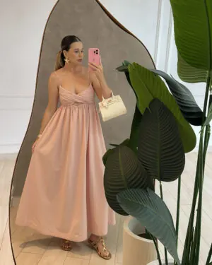 Morena Blanc - Vestido cropped pregas FARM