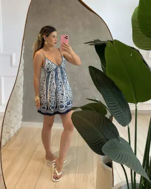 Morena Blanc - Vestido curto porcelana